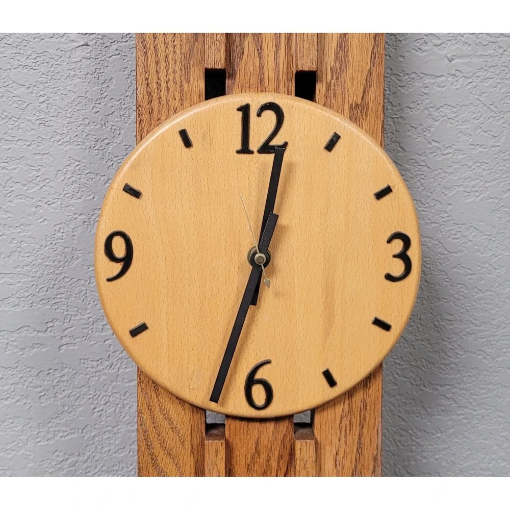 Wooden Wall Clock 26-inch Tall Wooden Wall Hanging Clock - Read As Is
